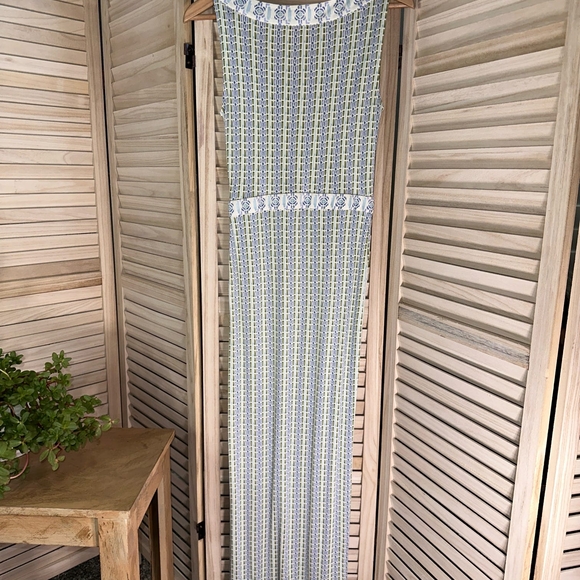 Tory Burch Blue and Yellow Patterned Maxi Dress - Picture 2 of 3